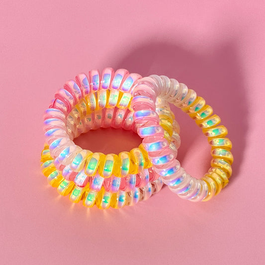 Iridescent Spiral Hair Ties